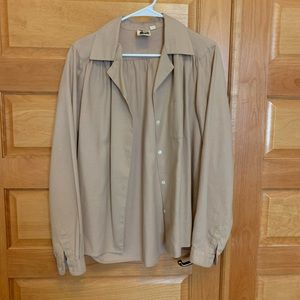 Willi Wear tan/beige button down. Large